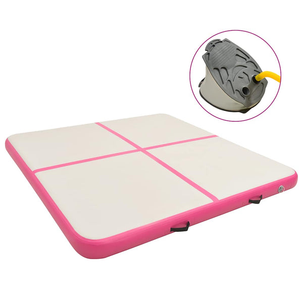 Täytettävä voimistelumatto pumpulla 200x200x15 cm PVC pinkki