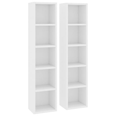 CD-hyllyt 2 kpl valkoinen 21x16x93,5 cm tekninen puu