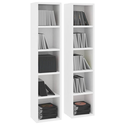 CD-hyllyt 2 kpl valkoinen 21x16x93,5 cm tekninen puu