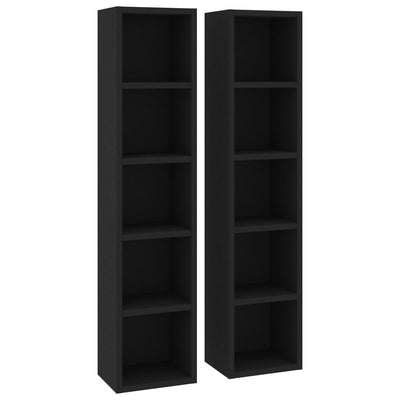 CD-hyllyt 2 kpl musta 21x16x93,5 cm tekninen puu