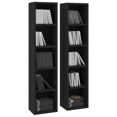 CD-hyllyt 2 kpl musta 21x16x93,5 cm tekninen puu