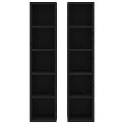 CD-hyllyt 2 kpl musta 21x16x93,5 cm tekninen puu