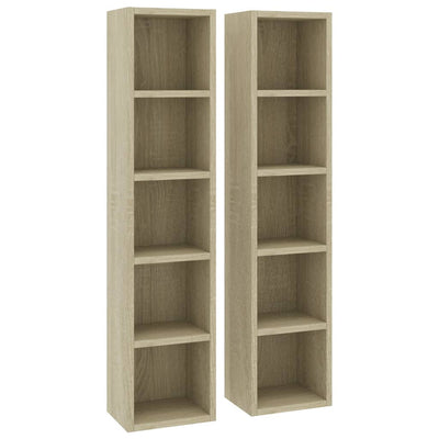 CD-hyllyt 2 kpl Sonoma-tammi 21x16x93,5 cm tekninen puu