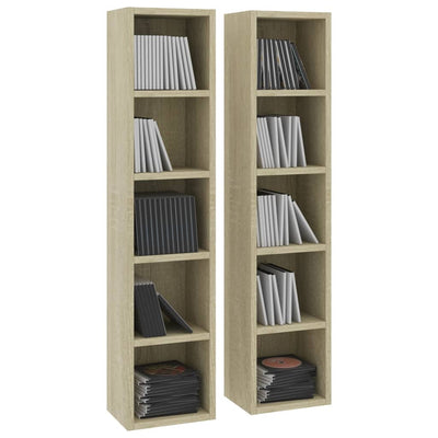 CD-hyllyt 2 kpl Sonoma-tammi 21x16x93,5 cm tekninen puu