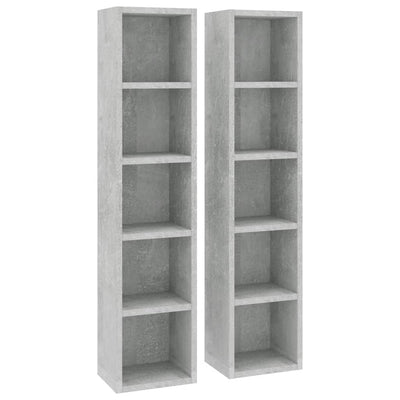 CD-hyllyt 2 kpl betoninharmaa 21x16x93,5 cm tekninen puu