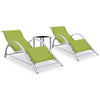 310540 Sun Loungers 2 pcs with Table Aluminium Green - Vuodevaatteet