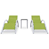 310540 Sun Loungers 2 pcs with Table Aluminium Green - Vuodevaatteet