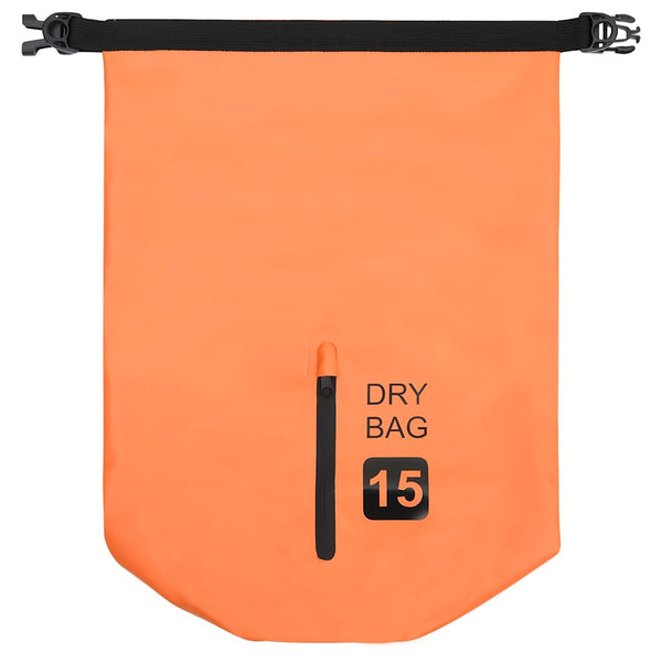 Kuivapussi vetoketjulla oranssi 15 l PVC
