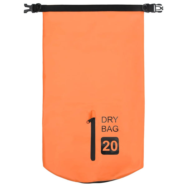 Kuivapussi vetoketjulla oranssi 20 l PVC