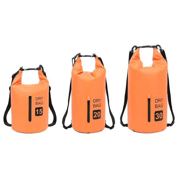 Kuivapussi vetoketjulla oranssi 20 l PVC