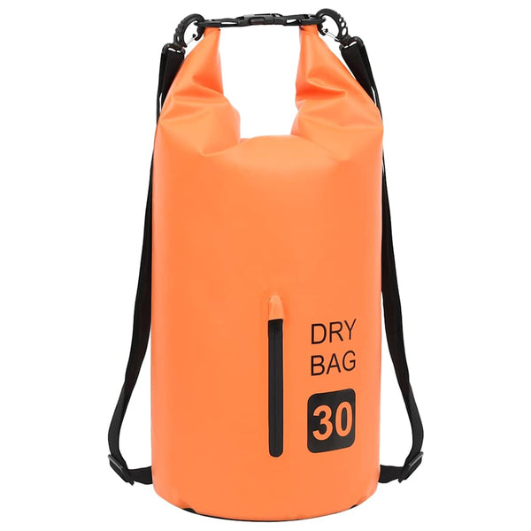 Kuivapussi vetoketjulla oranssi 30 l PVC