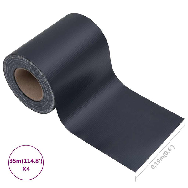 Tietosuojalistat PVC 140x0,19 m matta tummanharmaa
