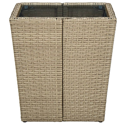 Teepöytä beige 41,5x41,5x44 cm polyrottinki ja karkaistu lasi
