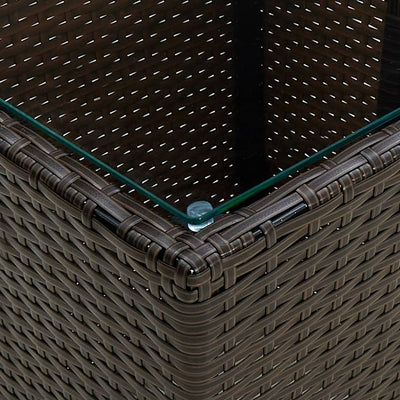 Ruskea teepöytä Denzel 41,5x41,5x44cm (polyrottinki ja karkaistu lasi)