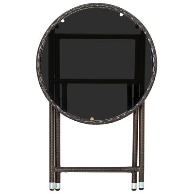 Ruskea teepöytä Nun 60cm (polyrottinki ja karkaistu lasi)