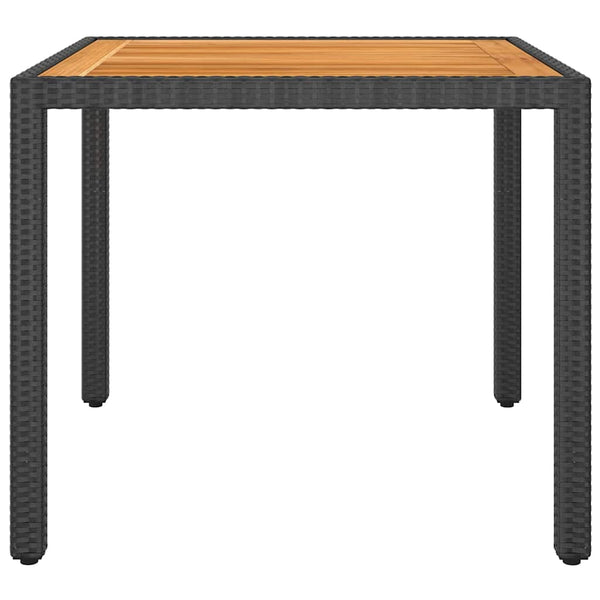 Puutarhapöytä musta 90x90x75 cm polyrottinki