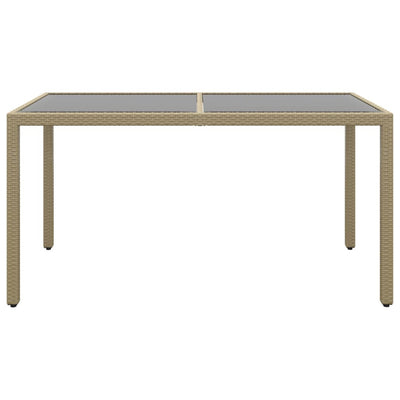 Beige puutarhapöytä Marisela 150x90x75cm (karkaistu lasi ja polyrottinki)