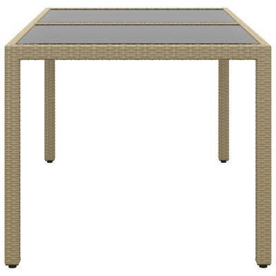 Puutarhapöytä 150x90x75cm karkaistu lasi ja polyrottinki beige
