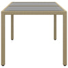 Beige puutarhapöytä Marisela 150x90x75cm (karkaistu lasi ja polyrottinki)