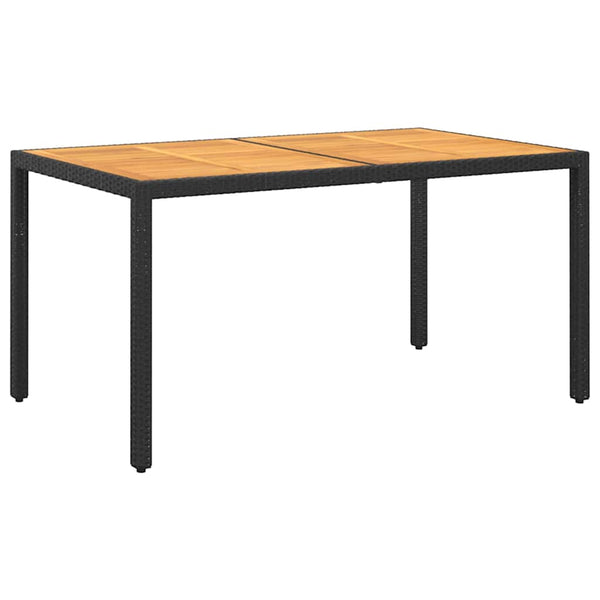 Puutarhapöytä 150x90x75cm akaasiapuu ja polyrottinki musta