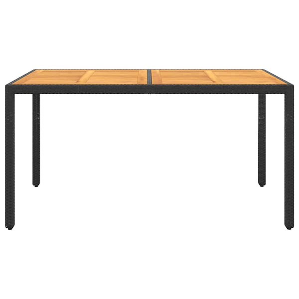 Puutarhapöytä 150x90x75cm akaasiapuu ja polyrottinki musta