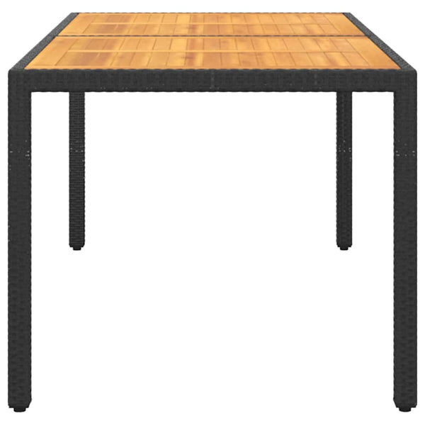 Puutarhapöytä 150x90x75cm akaasiapuu ja polyrottinki musta