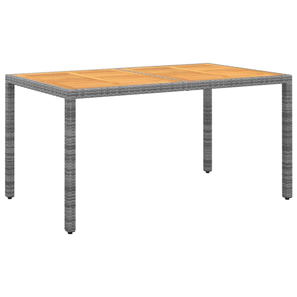 Puutarhapöytä 150x90x75cm akaasiapuu ja polyrottinki harmaa