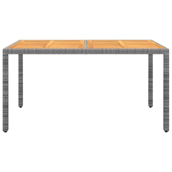 Puutarhapöytä 150x90x75cm akaasiapuu ja polyrottinki harmaa