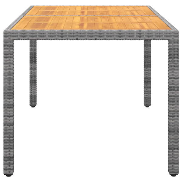 Puutarhapöytä 150x90x75cm akaasiapuu ja polyrottinki harmaa