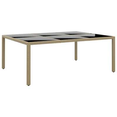 Puutarhapöytä 200x150x75 cm karkaistu lasi/polyrottinki beige