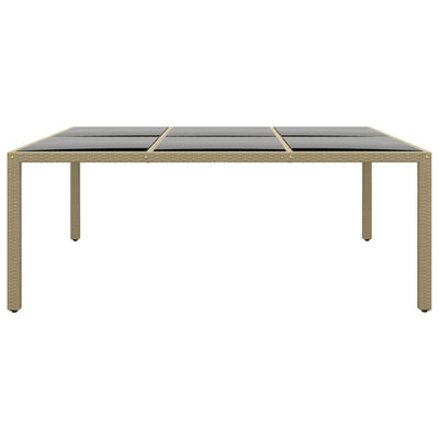 Puutarhapöytä 200x150x75 cm karkaistu lasi/polyrottinki beige