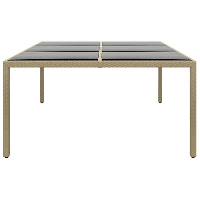 Puutarhapöytä 200x150x75 cm karkaistu lasi/polyrottinki beige