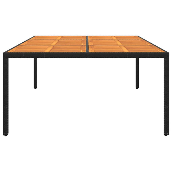 Puutarhapöytä 200x150x75 cm akaasiapuu ja polyrottinki musta