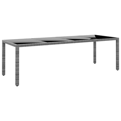 Puutarhapöytä 250x100x75cm karkaistu lasi/polyrottinki harmaa