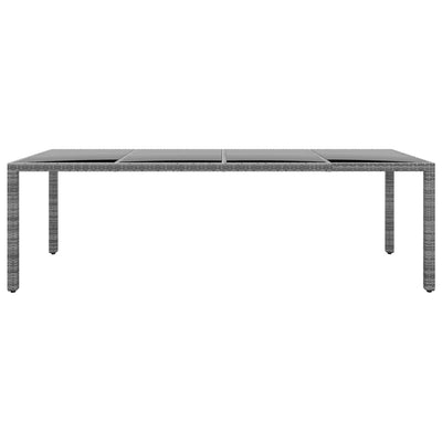 Harmaa puutarhapöytä Populara 250x100x75cm (karkaistu lasi/polyrottinki)