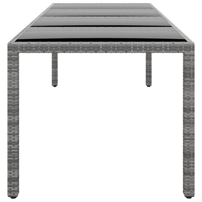 Puutarhapöytä 250x100x75cm karkaistu lasi/polyrottinki harmaa