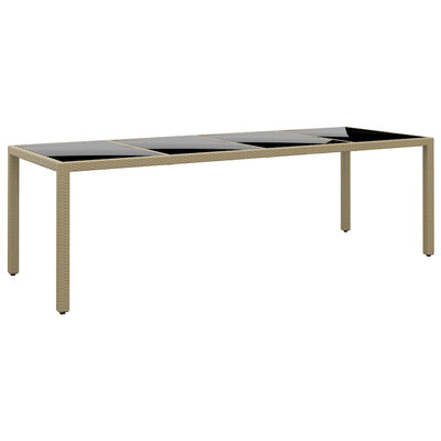 Puutarhapöytä lasipöytälevyllä beige polyrottinki