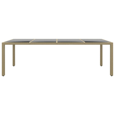 Beige puutarhapöytä Populara (lasipöytälevyllä, polyrottinki)