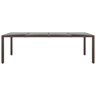 Ruskea puutarhapöytä Populara (lasipöytälevyllä, polyrottinki)