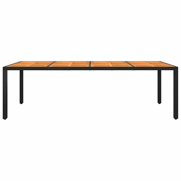 Puutarhapöytä 250x100x75 cm akaasiapuu ja polyrottinki musta