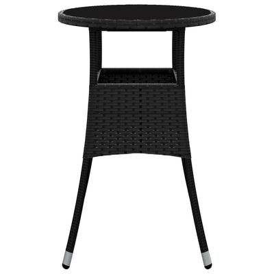 Puutarhapöytä Ø60x75 cm karkaistu lasi ja polyrottinki musta