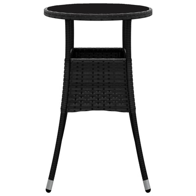 Puutarhapöytä Ø60x75 cm karkaistu lasi ja polyrottinki musta