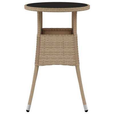 Puutarhapöytä Ø60x75 cm karkaistu lasi ja polyrottinki beige