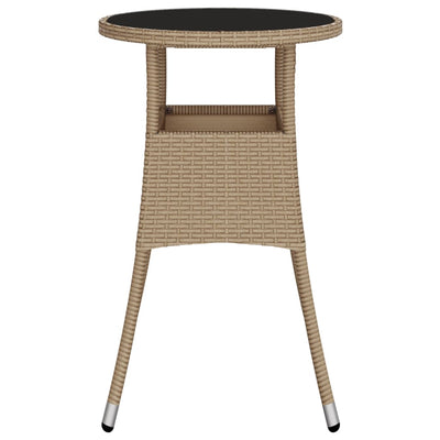 Puutarhapöytä Ø60x75 cm karkaistu lasi ja polyrottinki beige