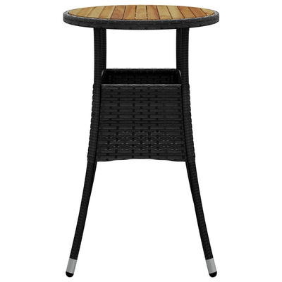 Puutarhapöytä Ø60x75 cm akaasiapuu ja polyrottinki musta