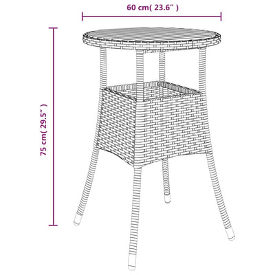 Puutarhapöytä Ø60x75 cm akaasiapuu ja polyrottinki musta