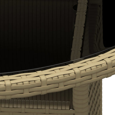 Beige puutarhapöytä Aluiza Ø80x75cm (karkaistu lasi ja polyrottinki)