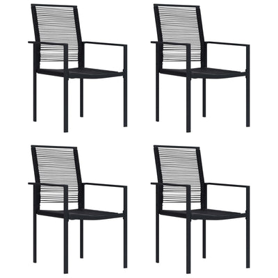 Puutarhatuolit 4 kpl PVC rottinki musta