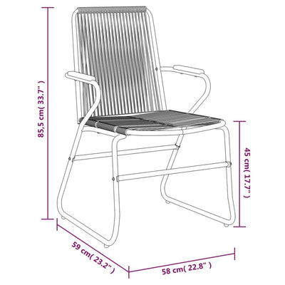 Puutarhatuolit 4 kpl musta 58x59x85,5 cm PVC rottinki