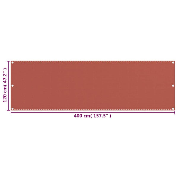 Parvekkeen suoja terrakotta 120x400 cm HDPE